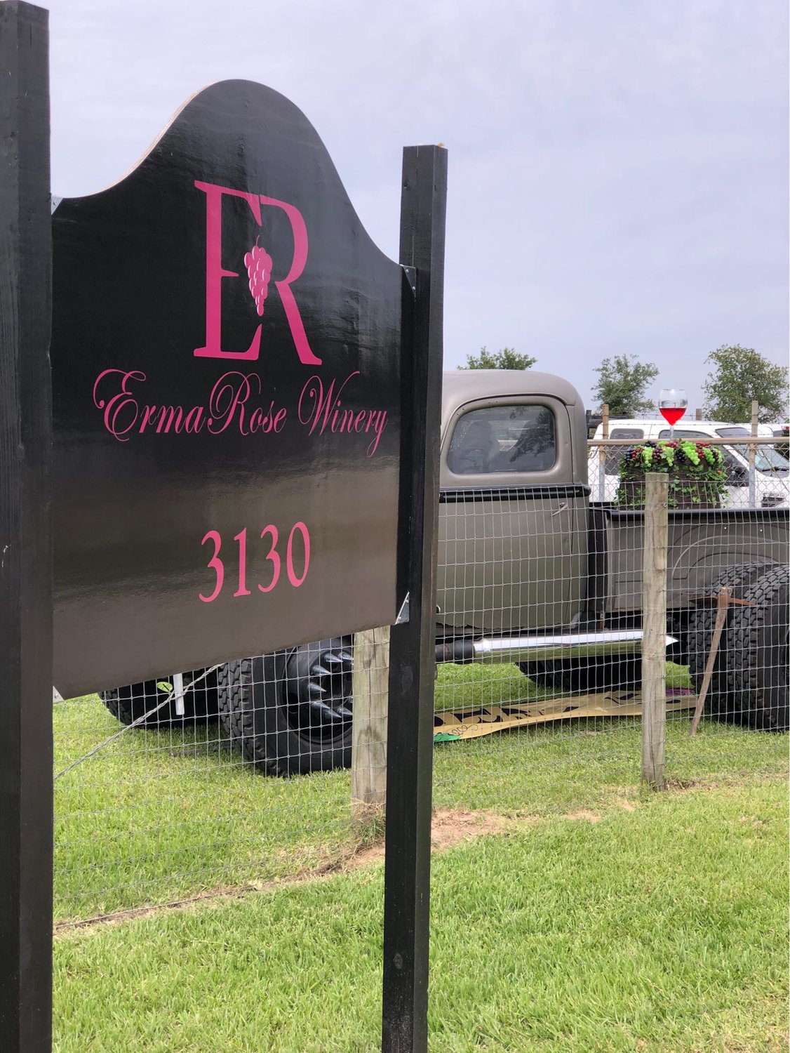 ErmaRose Winery is located just off Katy Hockley Cutoff Road next to a ranch and hosts two other family-owned businesses: Texas Sno and Daddy Duncan's BBQ. See the Texas Sno article for more information on a place to cool off locally.